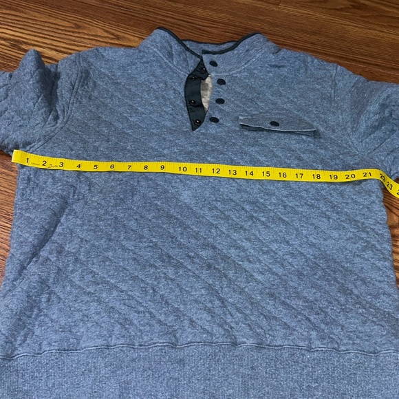 EUC Faherty Epic Quilted Fleece Preppy Casual Pullover - Blue and Navy Melange L - Picture 3 of 5